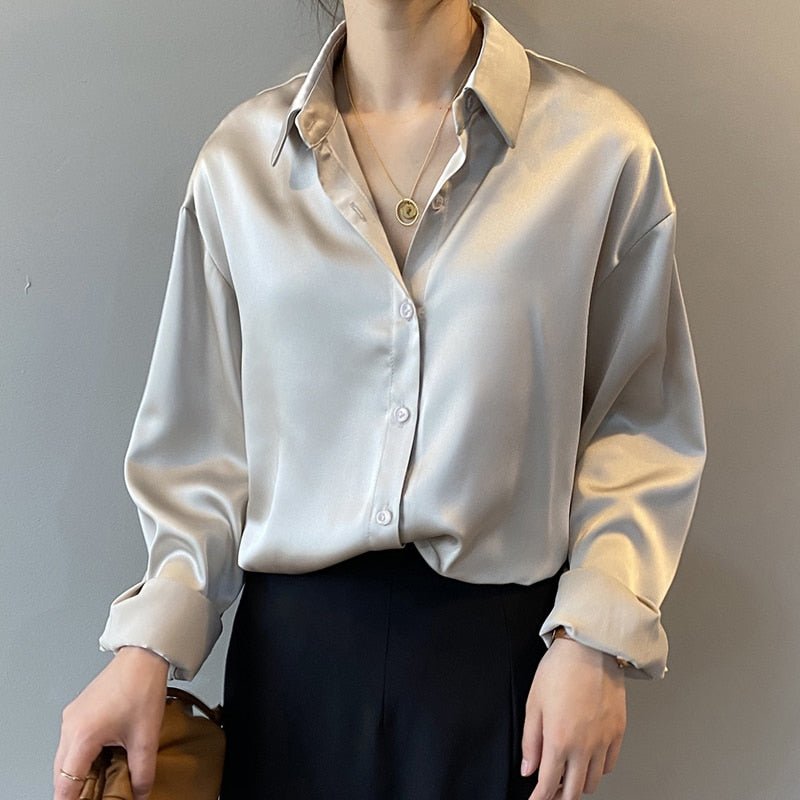 Camisa Feminina Social de Cetim - Loja Luniva