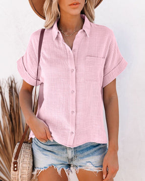 Camisa De Linho Feminina Manga Curta - Loja Luniva