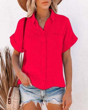Camisa De Linho Feminina Manga Curta - Loja Luniva