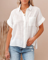 Camisa De Linho Feminina Manga Curta - Loja Luniva