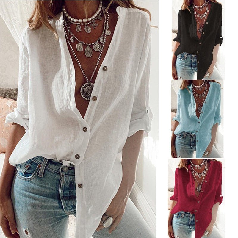 Camisa de Linho Feminina Oversized - Loja Luniva