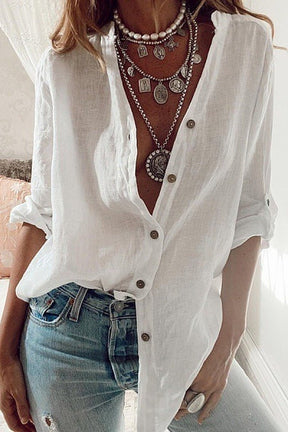 Camisa de Linho Feminina Oversized - Loja Luniva