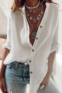 Camisa de Linho Feminina Oversized - Loja Luniva