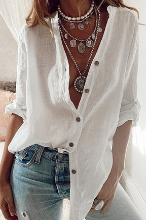 Camisa de Linho Feminina Oversized - Loja Luniva