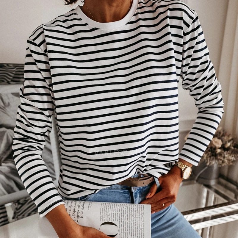 Camisa De Manga Listrada Feminina - Loja Luniva