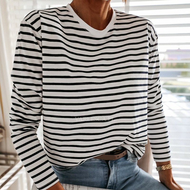 Camisa De Manga Listrada Feminina - Loja Luniva