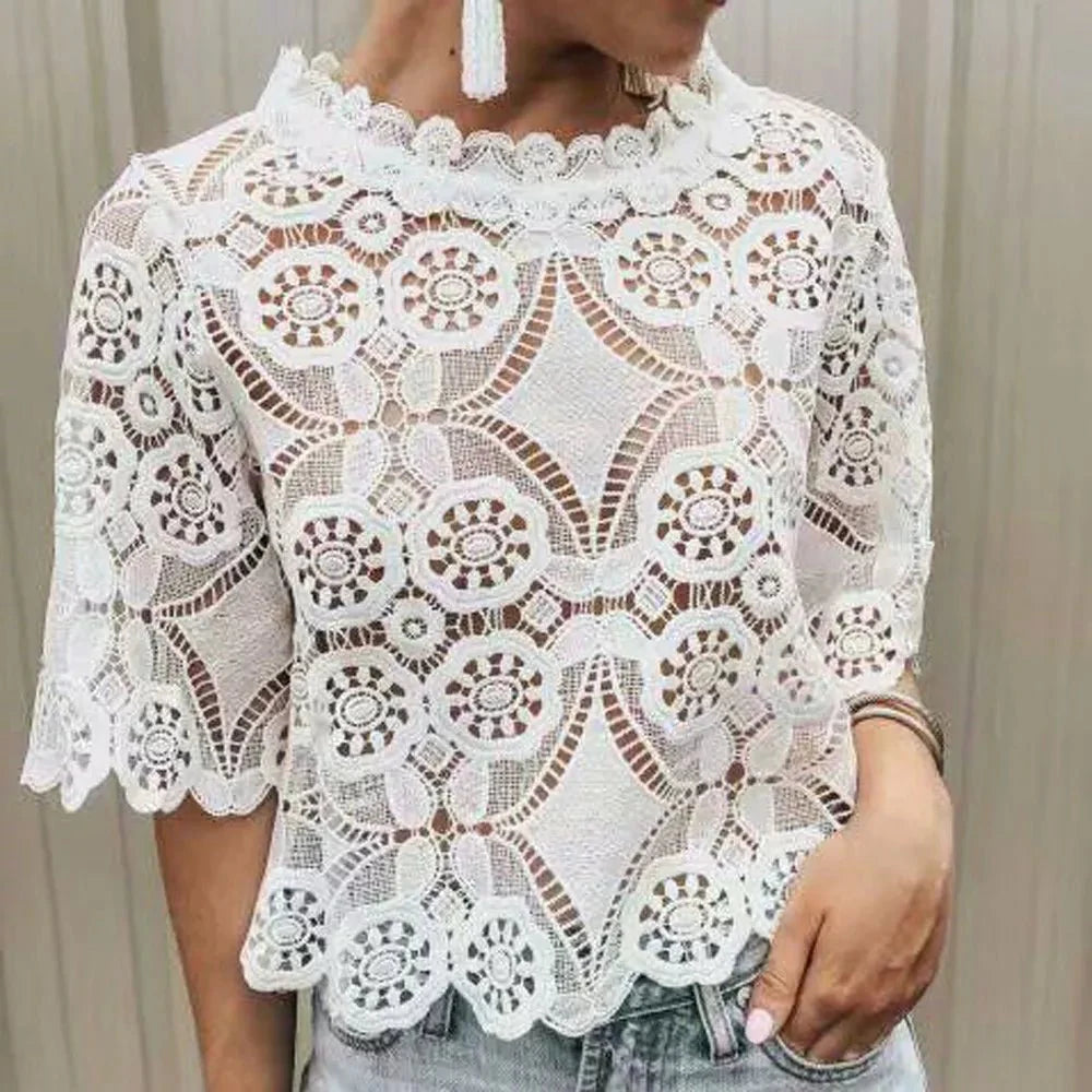 Camisa Feminina de Renda Vivina - Loja Luniva