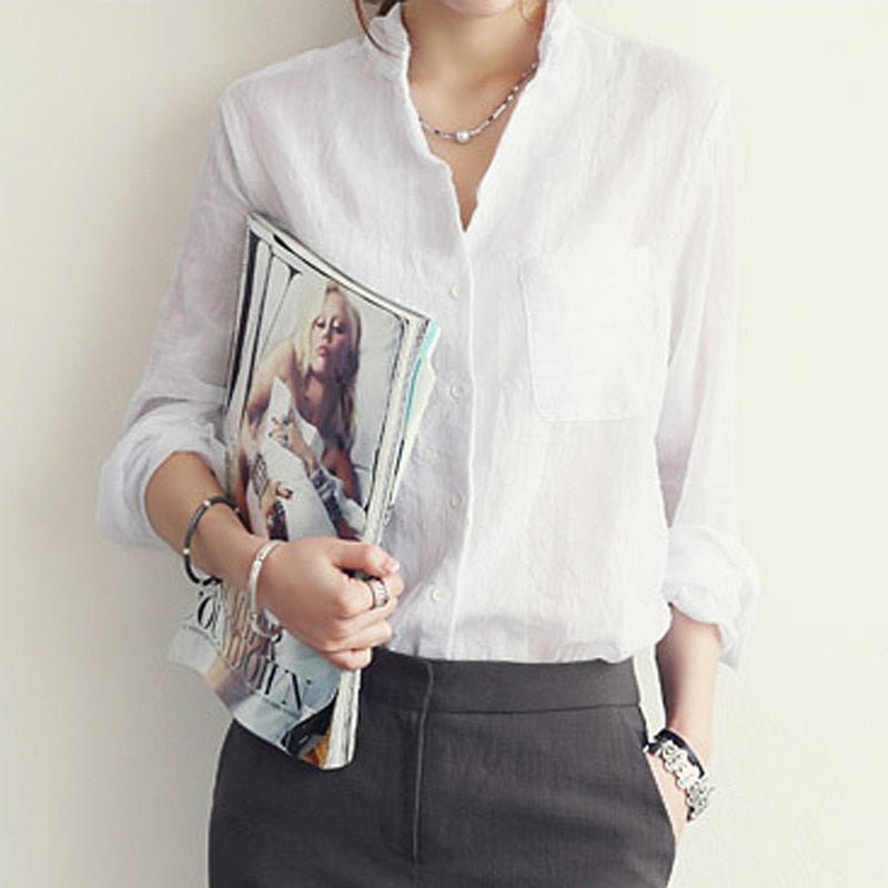 Camisa Feminina Social De Linho - Loja Luniva