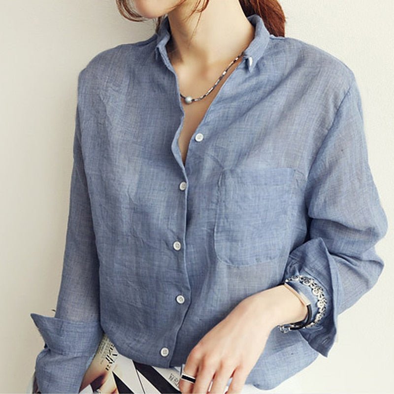 Camisa Feminina Social De Linho - Loja Luniva