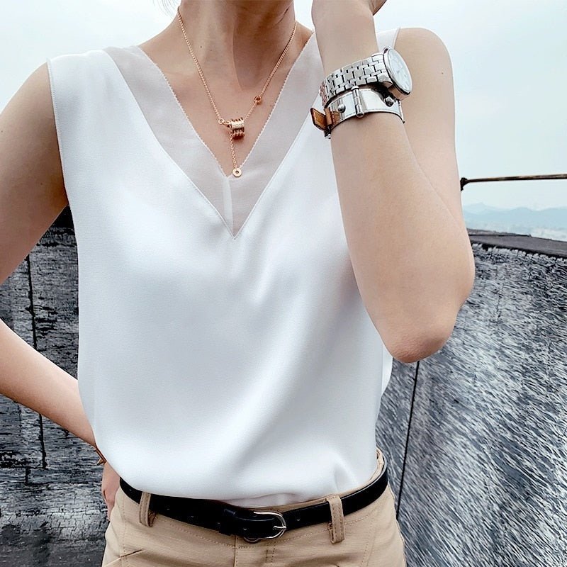 Blusa Feminina Social Gola V - Loja Luniva