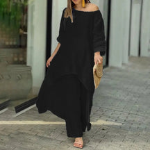 Conjunto de Linho Feminino Longo com Cintura Alta - Loja Luniva