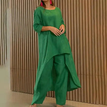 Conjunto de Linho Feminino Longo com Cintura Alta - Loja Luniva