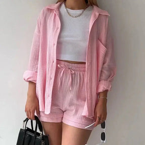 Conjunto Feminino Camisa Longa e Shorts - Loja Luniva