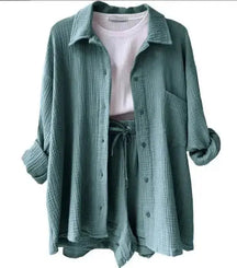 Conjunto Feminino Camisa Longa e Shorts - Loja Luniva