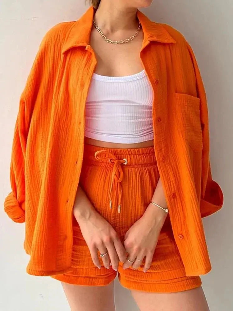 Conjunto Feminino Camisa Longa e Shorts - Loja Luniva