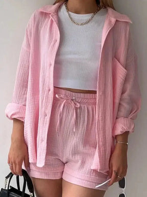 Conjunto Feminino Camisa Longa e Shorts - Loja Luniva