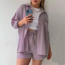 Conjunto Feminino Camisa Longa e Shorts - Loja Luniva