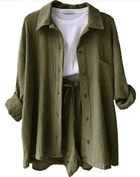 Conjunto Feminino Camisa Longa e Shorts - Loja Luniva