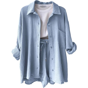 Conjunto Feminino Camisa Longa e Shorts - Loja Luniva
