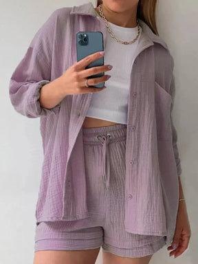 Conjunto Feminino Camisa Longa e Shorts - Loja Luniva