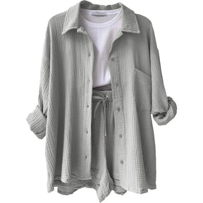 Conjunto Feminino Camisa Longa e Shorts - Loja Luniva