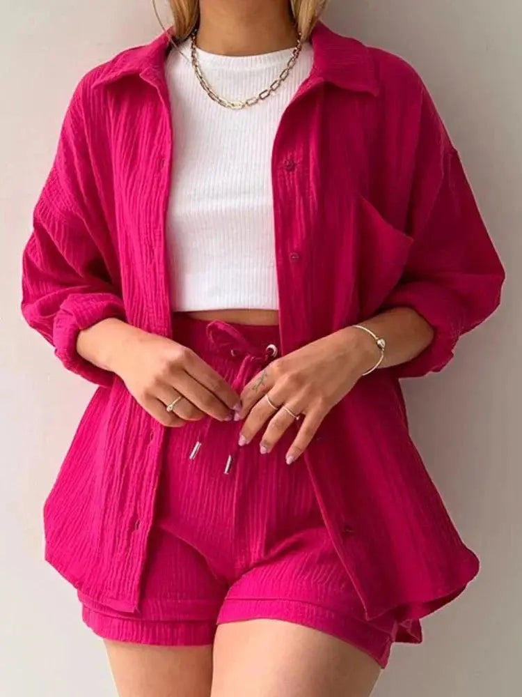 Conjunto Feminino Camisa Longa e Shorts - Loja Luniva