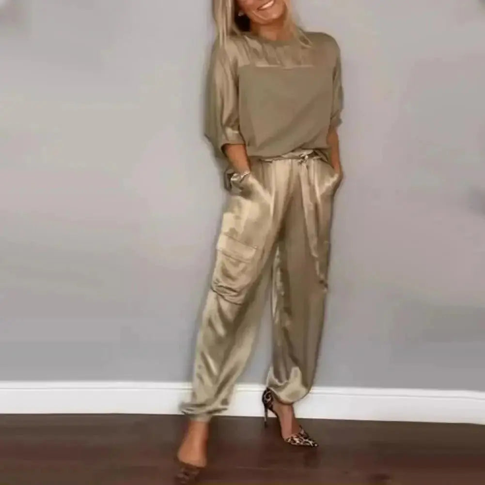 Conjunto Feminino de Cetim Liso - Loja Luniva