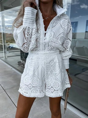 Conjunto Feminino Short e Blusa de Renda - Loja Luniva