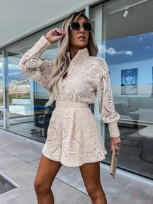 Conjunto Feminino Short e Blusa de Renda - Loja Luniva