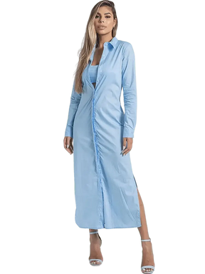Conjunto Feminino Vestido Manga Longa e Cropped - Loja Luniva