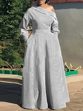Vestido Longo Listrado Zafira - Loja Luniva