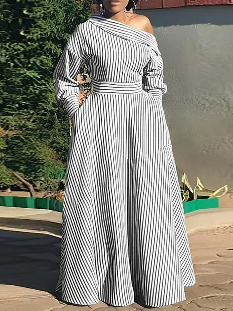 Vestido Longo Listrado Zafira - Loja Luniva