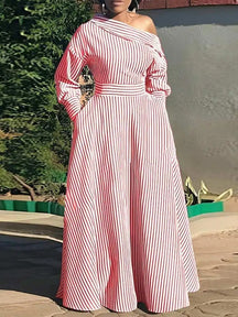 Vestido Longo Listrado Zafira - Loja Luniva