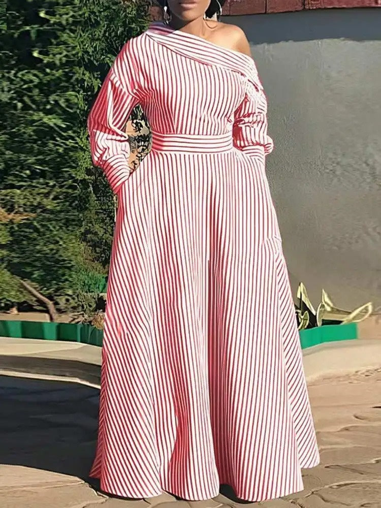 Vestido Longo Listrado Zafira - Loja Luniva