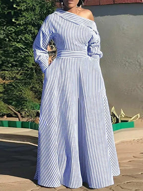 Vestido Longo Listrado Zafira - Loja Luniva