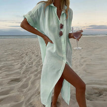Vestido Chemise De Linho - Loja Luniva