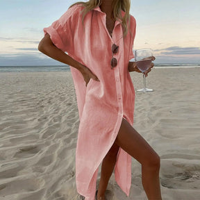 Vestido Chemise De Linho - Loja Luniva