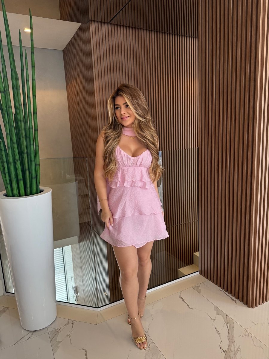 Vestido Curto de Babados Rebeca