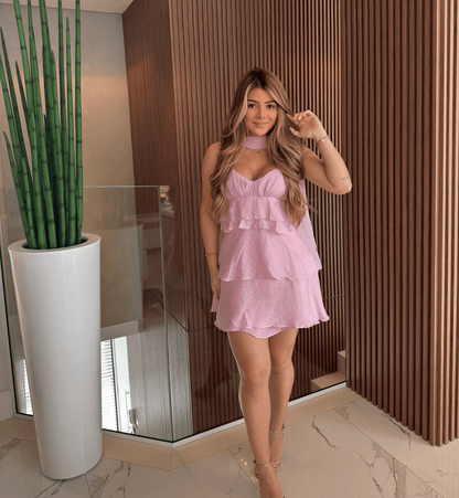 Vestido Curto de Babados Rebeca