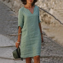 Vestido De Linho Curto - Loja Luniva