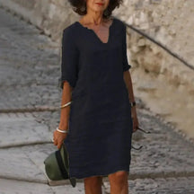 Vestido De Linho Curto - Loja Luniva