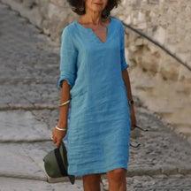 Vestido De Linho Curto - Loja Luniva