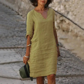 Vestido De Linho Curto - Loja Luniva