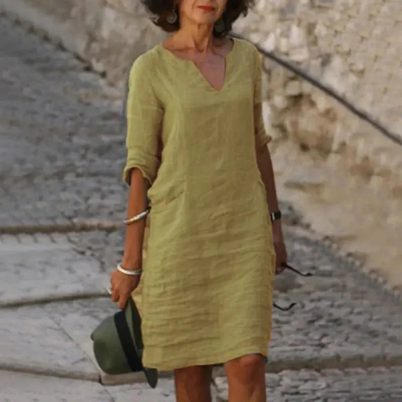 Vestido De Linho Curto - Loja Luniva