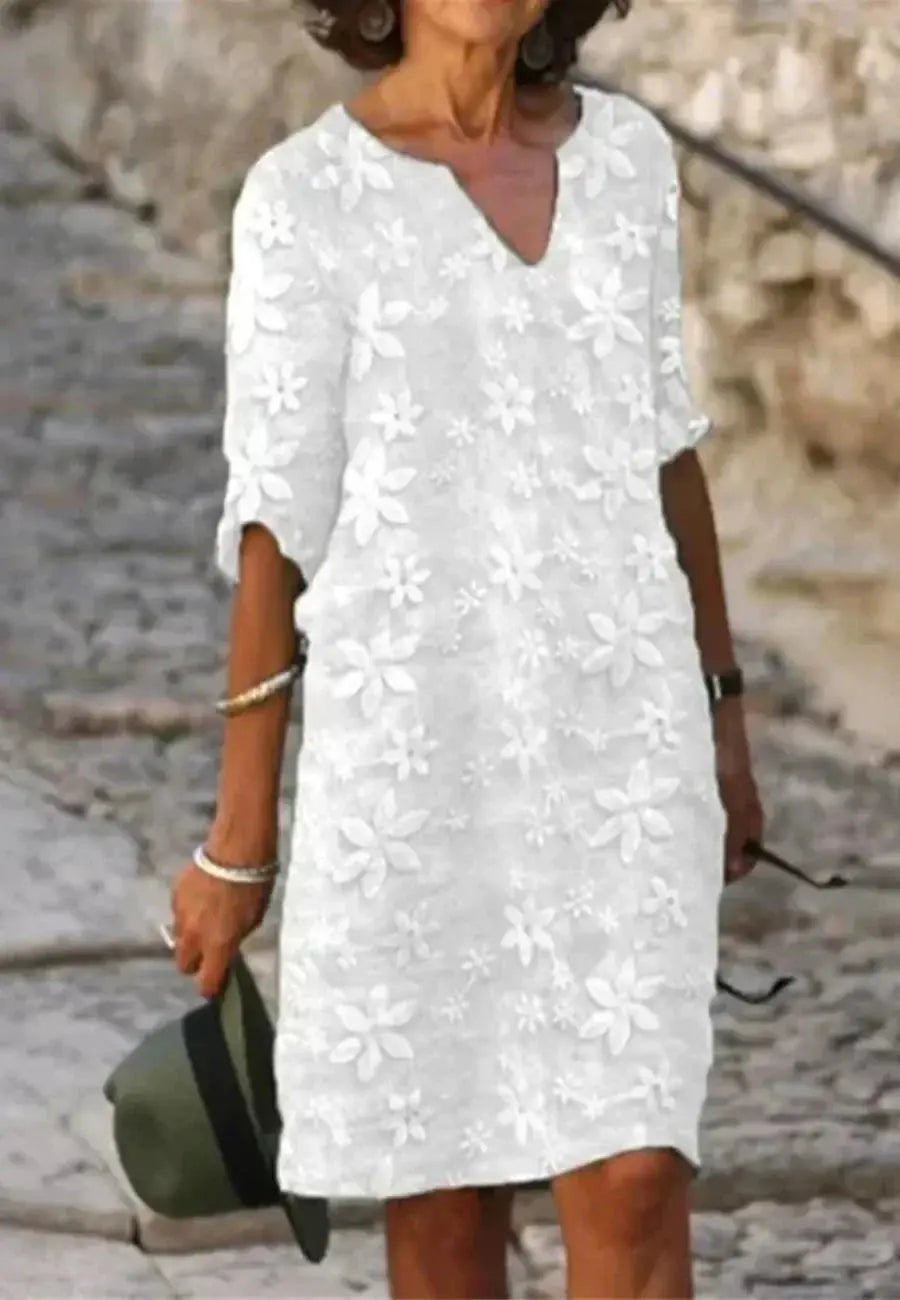 Vestido de Linho Floral Brenna - Loja Luniva
