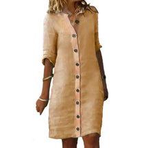 Vestido de Linho Gola V Catarina - Loja Luniva
