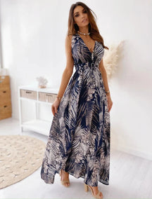 Vestido Estampado de Costas Abertas - Loja Luniva