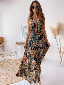Vestido Estampado de Costas Abertas - Loja Luniva