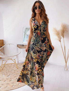 Vestido Estampado de Costas Abertas - Loja Luniva