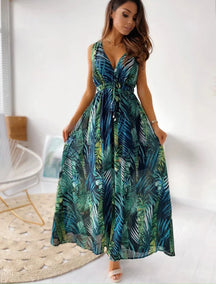 Vestido Estampado de Costas Abertas - Loja Luniva